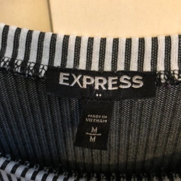 Express Tie Front Soft Striped Top M - Picture 3 of 11